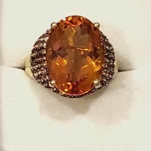 Rare AAA Santa Ana Madeira Citrine Champagne Zircon in 14K YG/925 SS 13.6ct sz 7